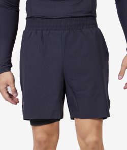 Машки 2 IN 1 спортски шорцеви со рефлективно лого црни